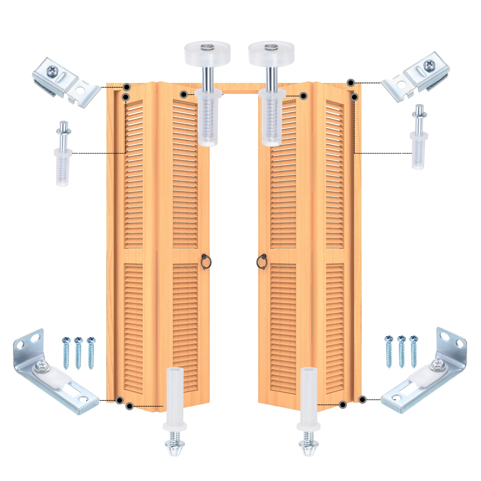 Unique Bargains Bifold Door Hardware Repair Kit for Sliding Closet Doors 4-Pack