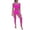 Hot Pink, variant on Women Bodystocking Set Sleeveless Hollow Fishnet Crop Top Footed Long Pants Elastic Stretchy Mesh Tight Bodycon Beach Party Bedroom