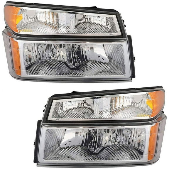 ECCPP Headlights Assembly For Chevrolet Colorado,For GMC Canyon 2004-2012 For Isuzu i-280 2006 For Isuzu i-290 i-370 2007-2008 For Isuzu i-350 2006 Headlamps Chrome Housing Amber Reflector Clear Lens