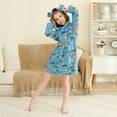 thumbnail image 3 of FORMRS Niños Bathrobe Unisex Hooded Robe Soft Plush Pajamas Sleepwear, Size 2-3T, Blue Cartoon Truck Pattern, 3 of 7