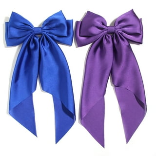 Large White Bows for Girls Hair Big Bow Clip Scarf French Barrette with  Long Silky Satin Ribbon Solid Color Bowknot Hairpin Hair Slides Women  Scrunchies Accessories 2pcs 
