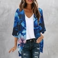 thumbnail image 2 of Erwazi Cardigans for Women Printed Chiffon 3/4 Sleeve Open Front Sheer Lightweight Loose Casual Outer Shrug Holiday Outdoor Daily Outfit Top, 2 of 5