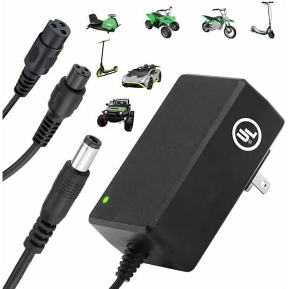 29.4V Compact Electric Scooter & Hoverboard Charger, UL Certified Safe, Powerful & Small, 3 Connectors for Razor GOTRAX Jetson Etc. 's E-Scooter, Hover Boards, Ebikes 25.2V/25.6V/25.9V Battery