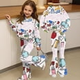 thumbnail image 6 of Grblisyd Back to School Outfits for Girls 2PCS Crew Neck Long Sleeve Top & Flare Pants withCute Stationery Print Casual Girl Clothes, 6 of 7