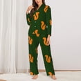 thumbnail image 2 of Yiaed Bold Squirrel Silhouettes Print Pajamas Women's Long Sleeve Sleepwear Soft Button Down Loungewear Pjs Lounge Set Nightwear Womens Pajama Pants-XX-Large, 2 of 7