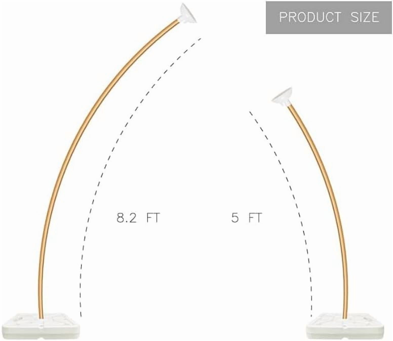 Balloon Arch (Gold) Kit 8.2ft High and 5ft DIY Free Bend Shape Half Arch Aluminum Alloy Material Stand with PVC Base Party Use
