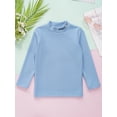 thumbnail image 3 of DPOIS Kids Girls Basic Thermal Tops Long Sleeve Turtleneck Undershirt Light Blue 7-8, 3 of 7