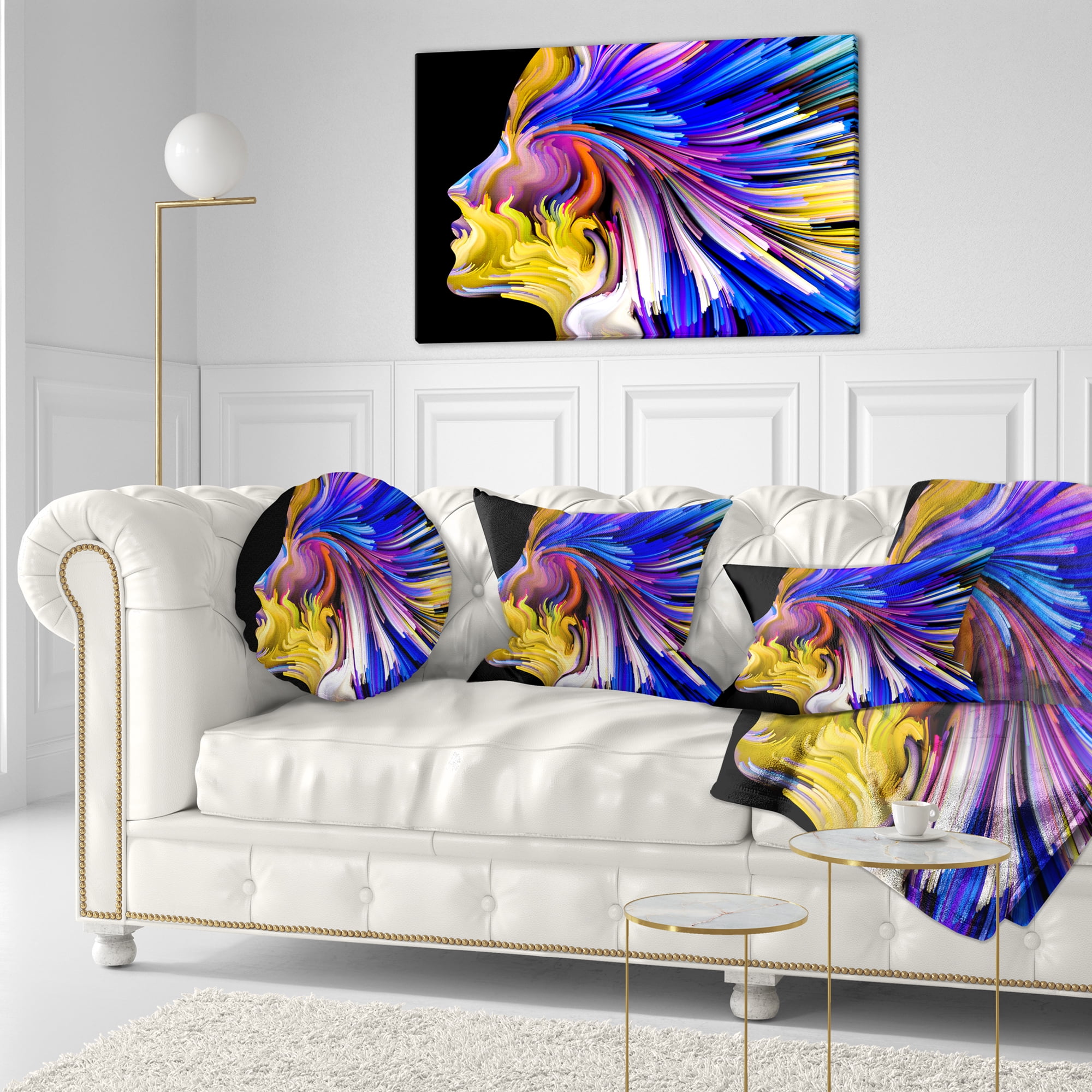 Designart Imagination in Blue - Abstract Throw Pillow - 12x20
