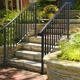 thumbnail image 2 of 2 Pack 5 Step Handrails for Outdoor Steps, Fits 4 or 5 Steps Wrought Iron Stair Railing, Metal Hand Rail with Installation Kit, Staircase Handrails for Concrete, Porch, Deck, Exterior Steps, Black, 2 of 18