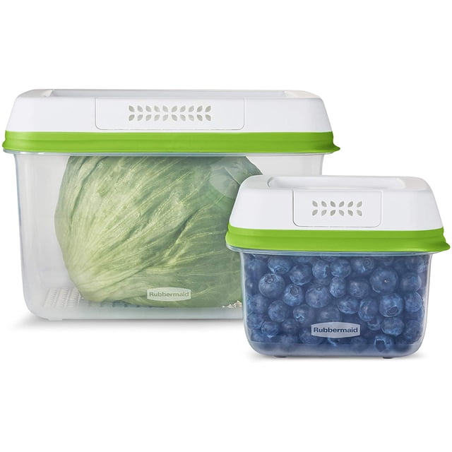 Rubbermaid® FreshWorks Product Saver, Contenants de Rangement pour Produits de Taille Moyenne et Grande, Ensemble de 4 Pcs