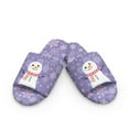 thumbnail image 2 of COEQINE Snowman Snowflakes Purple Womens Warm Slippers Open Toe, Quiet Slippers for Hardwood Floors, Christmas Fluffy Slip On House Slides Washable Fuzzy Sandals for Men, 46-47, 2 of 7