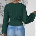 thumbnail image 5 of Long Sleeve Shirts For Women Waistline V Neck Sleeve Sleeve Solid Color Ruffled T Top Womens Long Sleeve Tops, 5 of 7