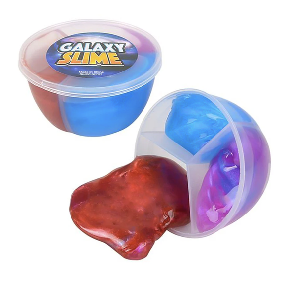 2.25 Inch Galaxy Slime Tub, 3-Color Metallic, Sensory Fidget Toy, 2-Pack