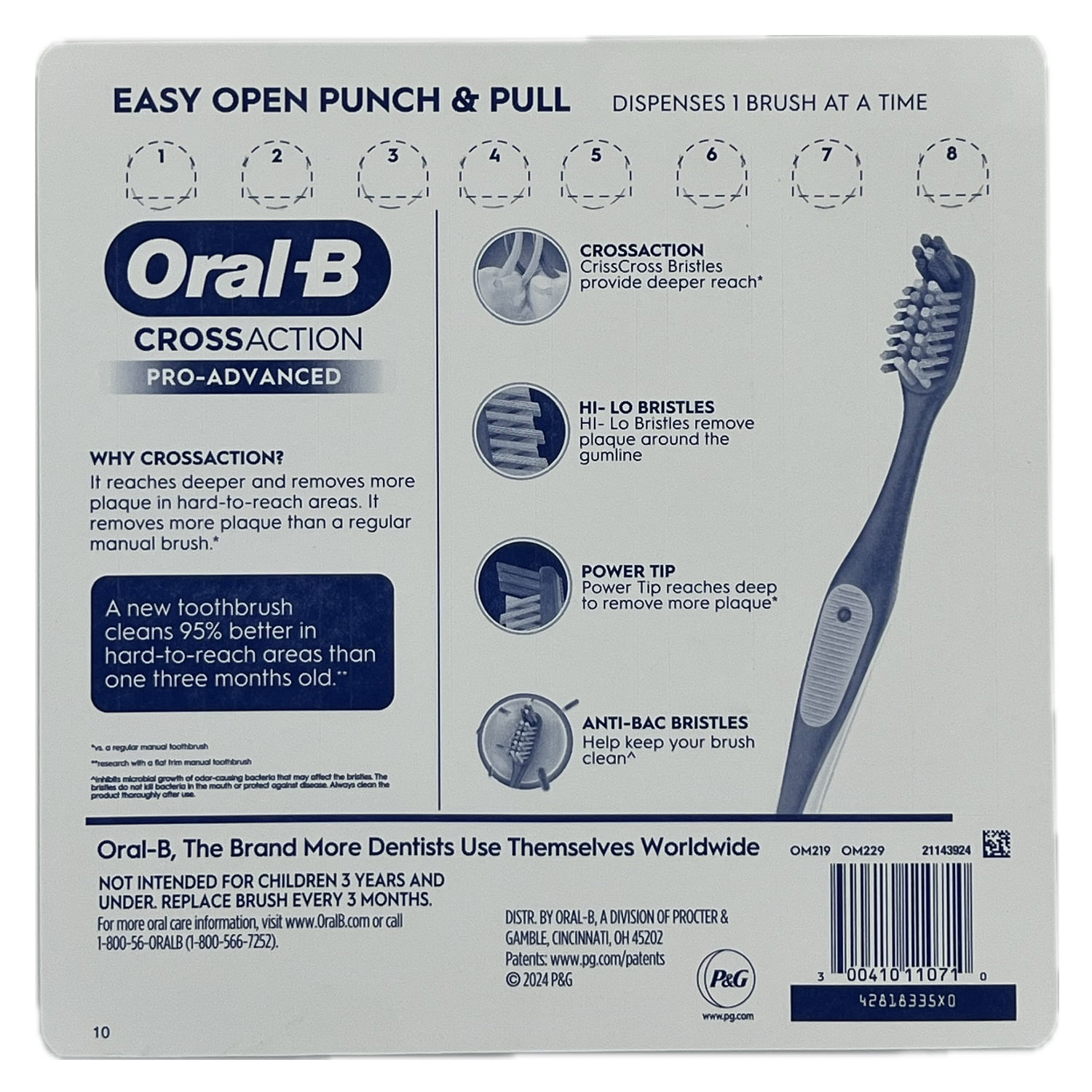 Oral-B Cross Action Pro Advanced Toothbrush, 8 Count (Soft)