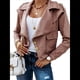 thumbnail image 1 of Chaqueta Corta de Larga con Solapa para Mujer, Otoño-Invierno, Color Liso, con Botones de Piel de Ciervo Rosa Oscuro XL, 1 of 7