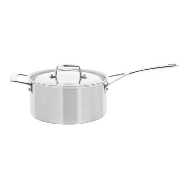 DEMEYERE Essential 5 3.8 L 18/10 Stainless Steel Round Sauce Pan With Lid 4Qt, Silver