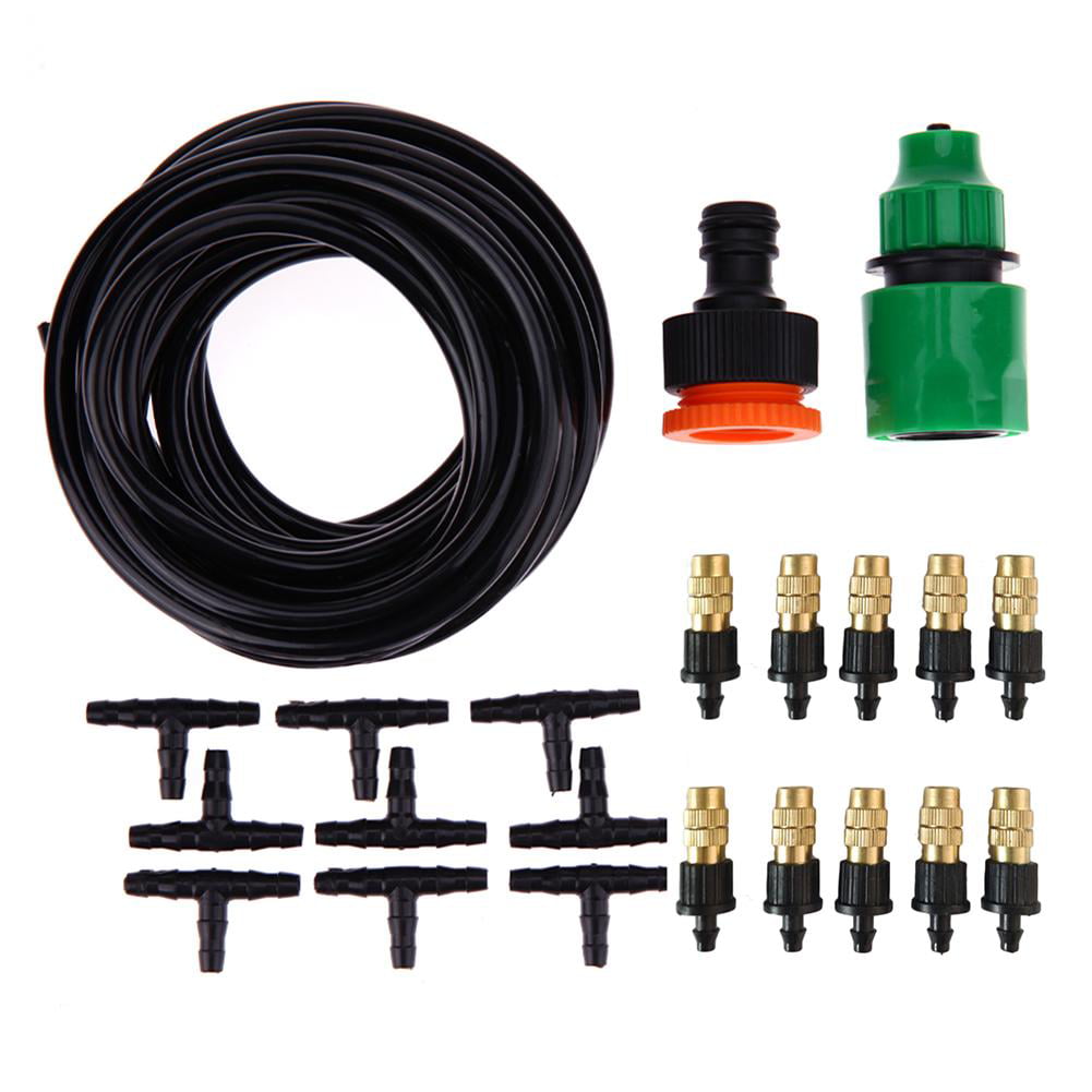Outdoor Garden Misting Cooling System Fitting 4/7mm Hose 10pcs Water Nozzles Kit