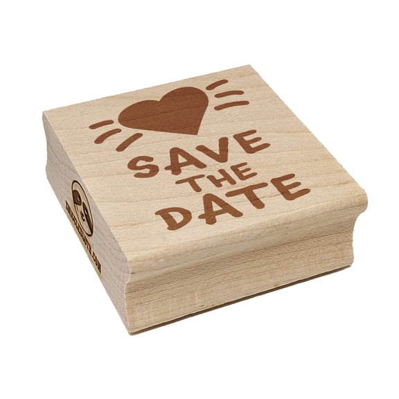 Save the Date Love Heart Square Rubber Stamp Stamping Scrapbooking Crafting - Small 1.25in