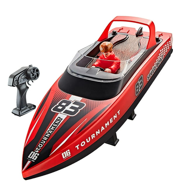 Xuanheng Remote Control Boat 2.4GHz Control Gift Speedboat for River Pools Salt Water Red