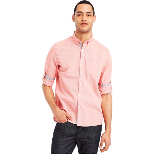 Kenneth Cole - Camisa con botones a cuadros para hombre, color rojo, grande Kenneth Cole Botones al frente
