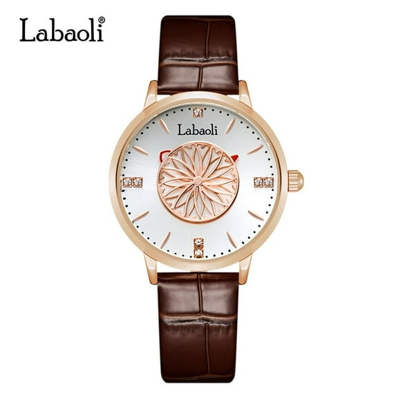 EXPLOJOY Women's Quartz Watch – Waterproof Leather Strap and Elegant Luxury Design