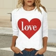 thumbnail image 4 of Cadancy Valentines Womens Tops Love Heart Graphic 3/4 Sleeve Crew Neck Tunic Blouses Pullover Cute Funny Casual Loose Tee Shirts Trendy Vintage Outfits, 4 of 6