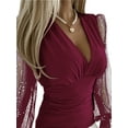 thumbnail image 3 of Gvmfive Womens Sheer Sleeve Blouse V Neck Long Sleeve Shirt Tops, 3 of 4