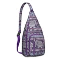 thumbnail image 1 of Vintage Elephant Sling Backpack - Retro Tribal Pattern Shoulder Bag with Layered Storage, Fashionable Pack for Students & Office Workers, 1 of 4