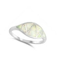 thumbnail image 4 of CHOOSE YOUR COLOR White Simulated Opal Zig Zag Wave Carved Ring .925 Sterling Silver Band CZ Female Size 9, 4 of 4