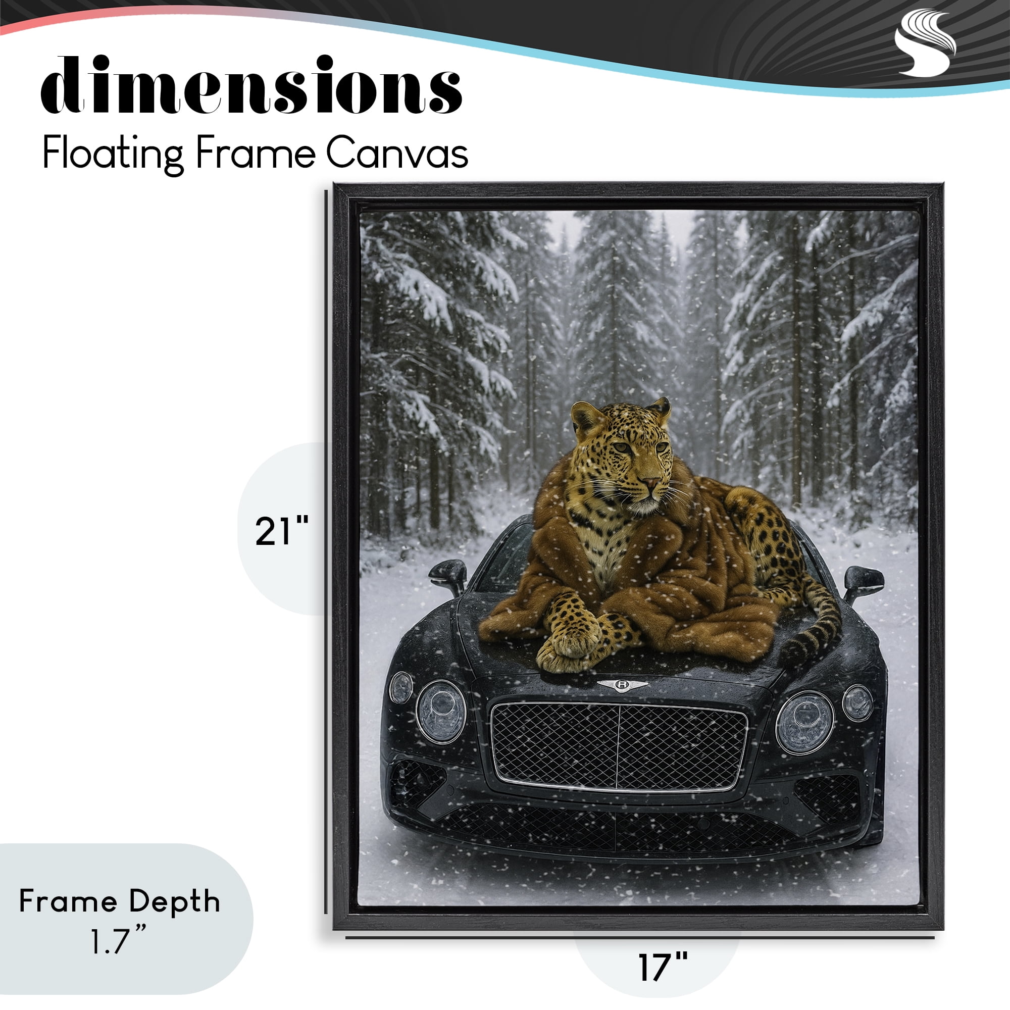 Stupell Industries Luxurious Leopard Winter Woods Black Framed Floater Canvas Wall Art, design by Grotto Studios