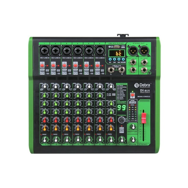Mixeur DJ Console avec Effet Numérique 99DSP 48V Alimentation Fantôme USB MP3 pour Enregistrement PC