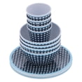 thumbnail image 2 of Juego de vajilla de 12 piezas con rejilla azul oscuro de melamina, taza, tazón y plato para el hogar, restaurante y cocina., 2 of 14