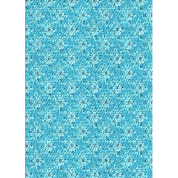 Ahgly Company Indoor Rectangle Patterned Bright Cyan Blue Area Rugs, 2' x 3'