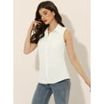 thumbnail image 4 of DARING DIVA Women's Sleeveless Lapel V Neck Chambray Tunic Denim Tops 3XL White, 4 of 6