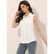 thumbnail image 4 of Camisa de Mezclilla Allegra K con Botones para Mujer Sin Mangas Cuello En V Chambray Blanco S, 4 of 5