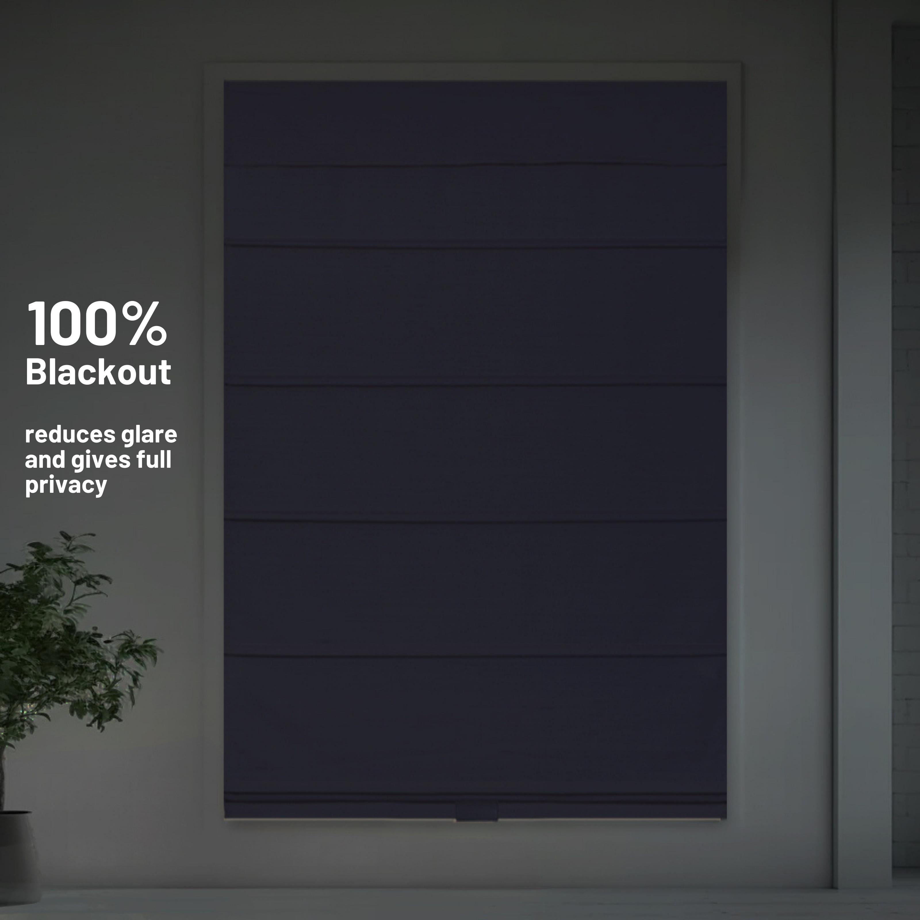Chicology Cordless Roman Shades, Navy (Blackout), 48"W X 64"H