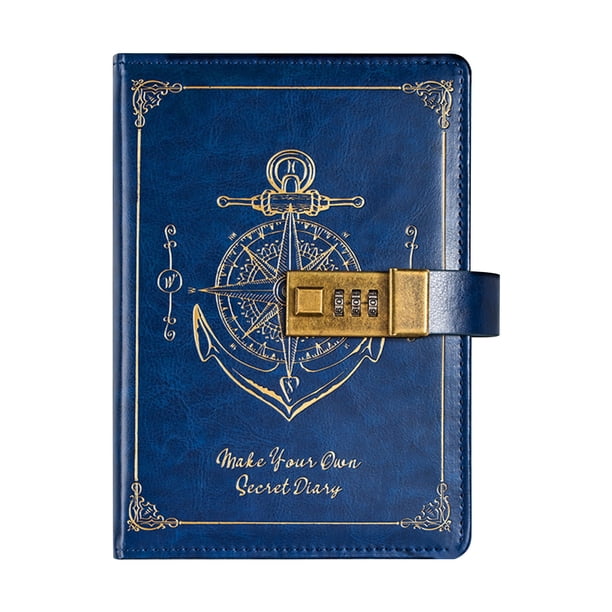 Cuaderno con contraseña y cerradura de llave,tamaño B6,de cuero,para escribir,bloc de notas seguro para estudiantes,oficina y hogar.