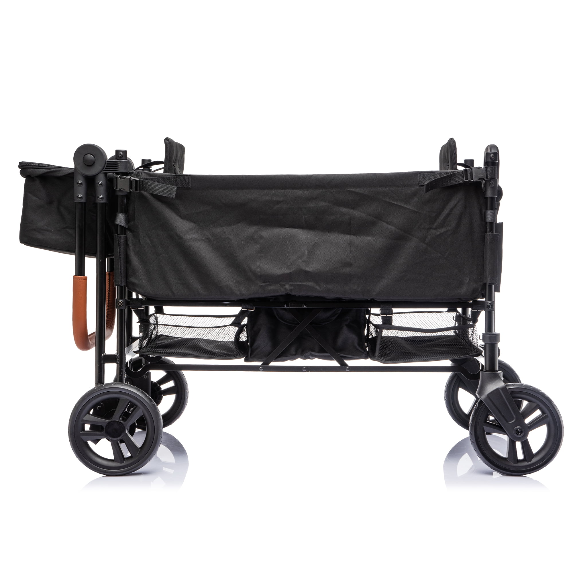 2-Seater Wagon Stroller with 5-Point Safety Harness, Adjustable Canopy, Push-Pull Handles, 7-Level Height Adjustment, Foldable Frame for Kids 6-36 Months