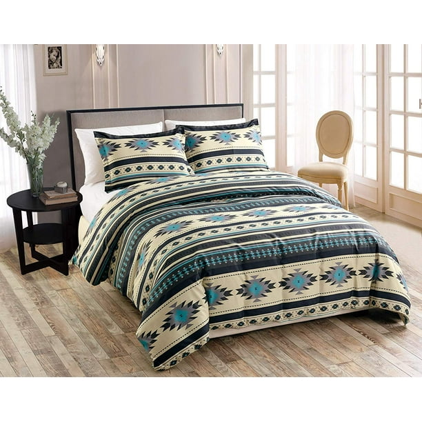 Chezmoi Collection 3Piece Southwestern MultiColor Duvet Cover and Sham Set