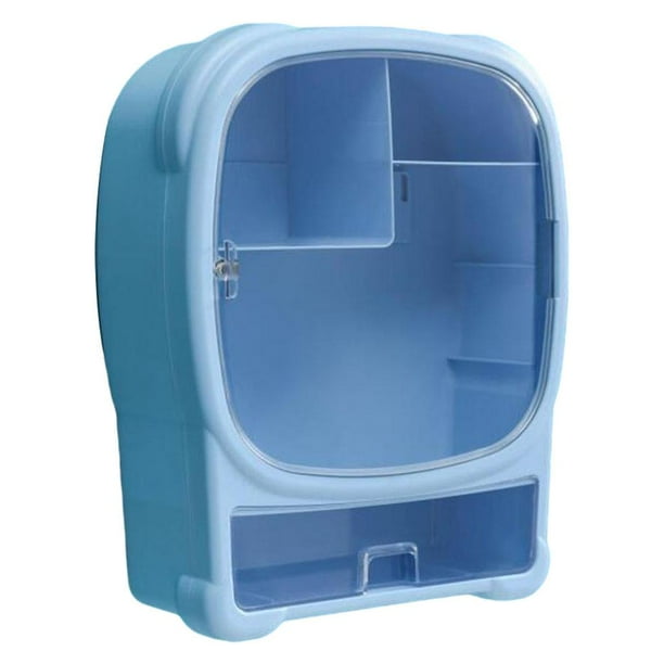 Organizador de maquillaje Cerradura magnética en Caja de almacenamiento de cosméticos Almacenamiento de maquillaje para tocador azul