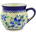 thumbnail image 3 of Polish Pottery 11 oz Bubble Mug (Blue Clematis Theme) Hand Painted in Boleslawiec, Poland + Certificate of Authenticity, 3 of 6