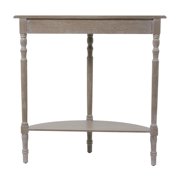 DecMode Half-Round Shape, Solid Pine Wood, Classic and Traditional Console Table, 32W x 12L x 32H, Light Brown with Whitewash/Neutral Finish
