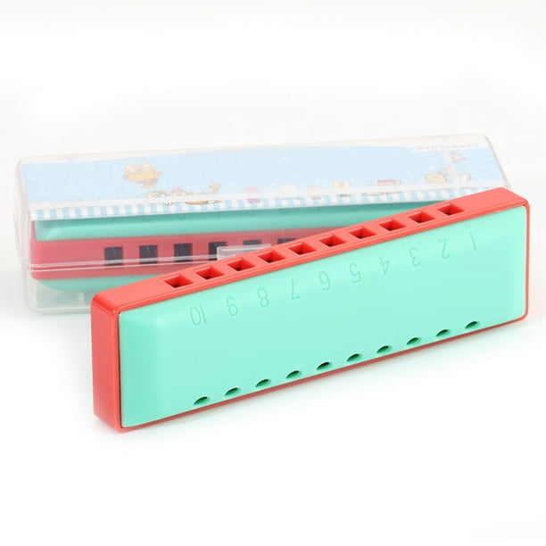 DualColor 10Hole Plastic Harmonica Mouth Organ Puzzle Instrument