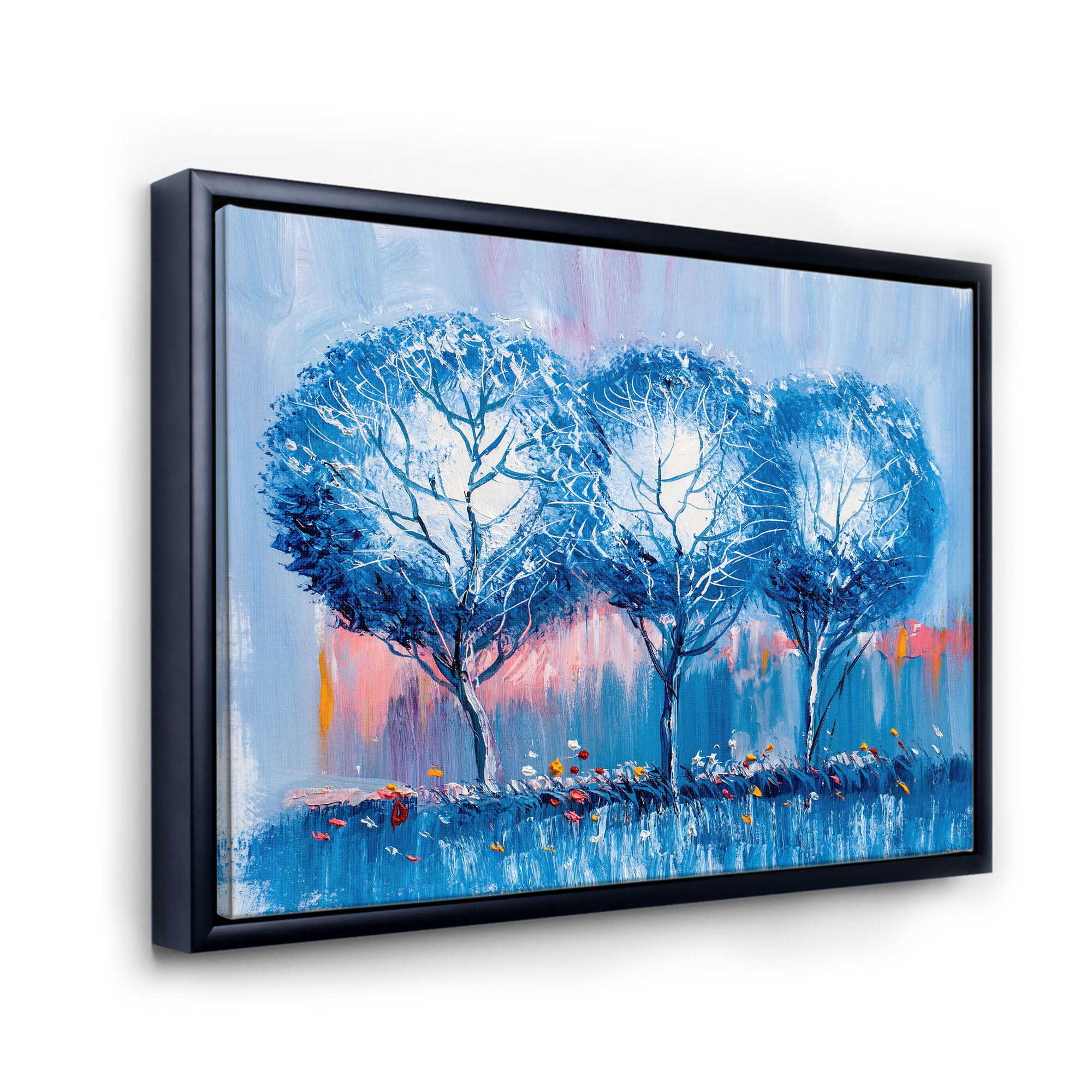 Designart 'Colourful Landscape Trees Impressionist III' Modern Framed Canvas Wall Art Print
