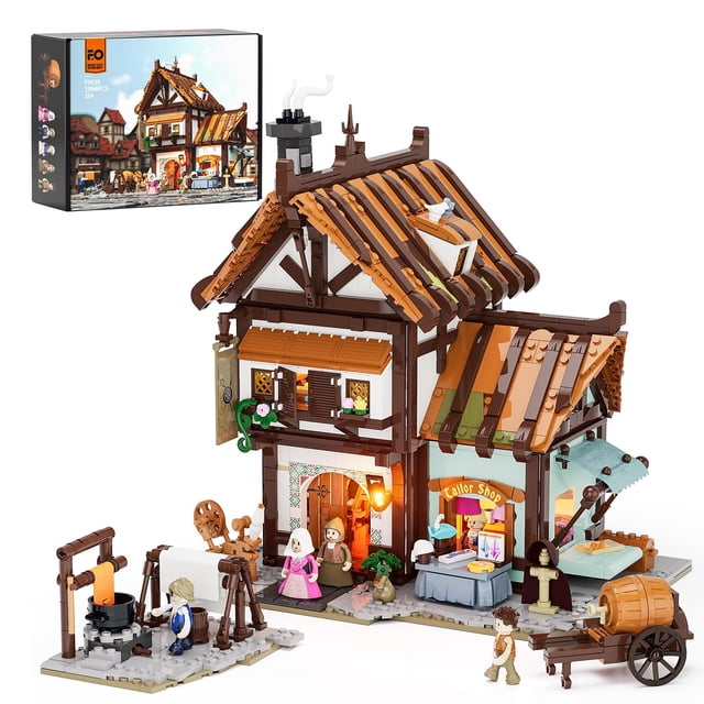 Juego de ladrillos de construcción FUNWHOLE Medieval Tailor Shop 1994 unidades