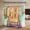 thumbnail image 4 of LZNIOZ 660 lbs Heavy Duty Clothes Rack Garment Rack with Wheels and 2 Mesh Shelves, 66"L×71"H×17"W, 4 of 11