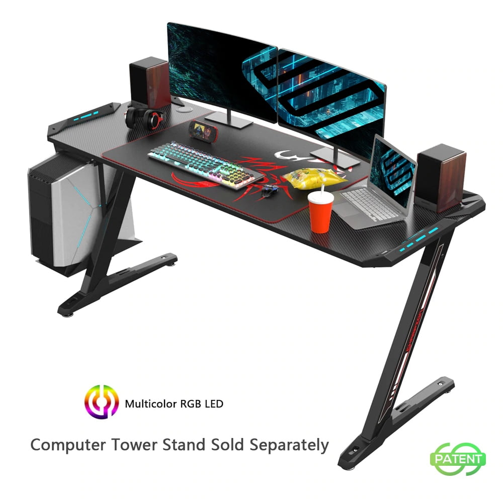 EUREKA ERGONOMIC Z60 Gaming Desk 60'' Z Shaped Large PC Computer Gaming