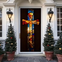 Easter Door Cover Backdrop - Festive Bunny & Egg Themed Curtain for Home/Party Decor, Durable Fabric Door Cover for Spring/Easter Celebrations, Easy to Hang & Reusable Holiday Accent, 71*35in, B