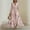 Pink, variant on Women's Elegant Pleated Maxi Dress - Sexy V Neck Sleeveless Ink Floral Print High Waist A-Line Flowy Party Dress