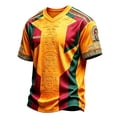 thumbnail image 2 of Mexico 2026 Soccer Cup Style V-Neck Jersey for Men, Short Sleeve Breathable Top with Vintage Totem & Sun Stone Graphic, Lightweight Athletic Shirt, 1 PC Orange XXXL, 2 of 4